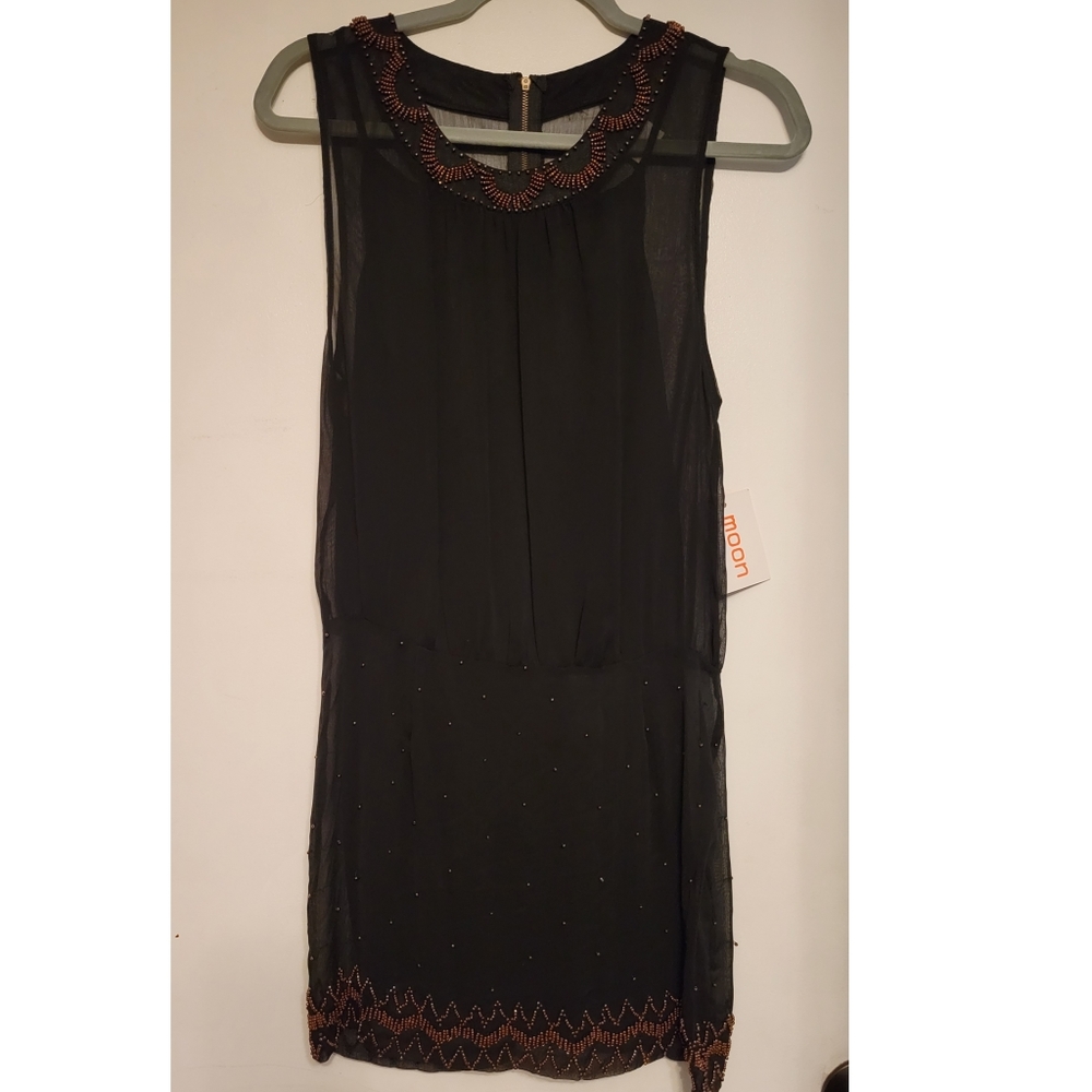 Art Deco Black and Bronze Beaded Dress
